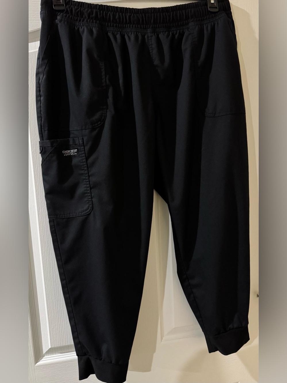 Cherokee Workwear Black Elastic-Waist Scrub Jogger Pants 2XL Petite